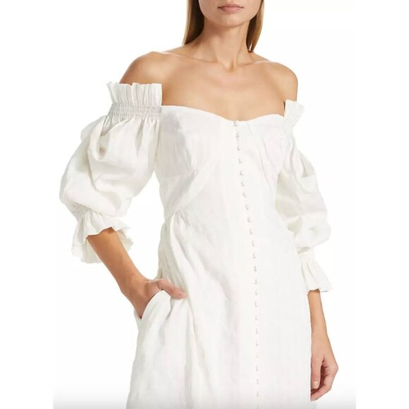 Cult Gaia Simona Ruffled Off The Shoulder Midi Dress Off White Womens Size 0 - Picture 5 of 11